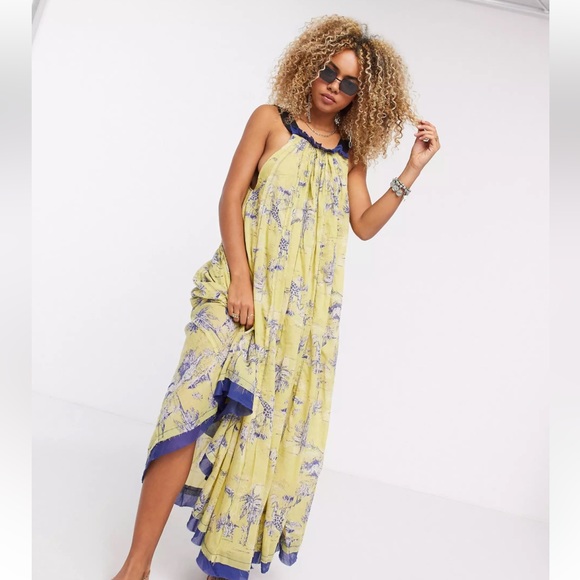 Free People Tropical Toile Maxi Dress XS Jungle Combo - Picture 4 of 7